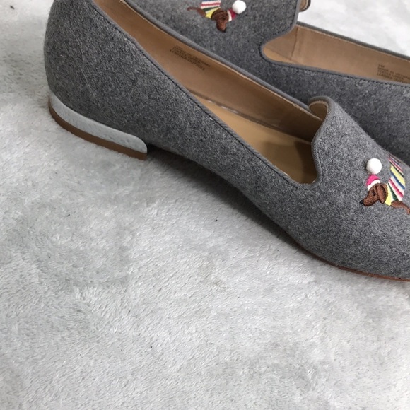 Talbots Light Gray Ryan Novelty Dog Holiday Loafer Flats Size 7M New - Picture 8 of 11